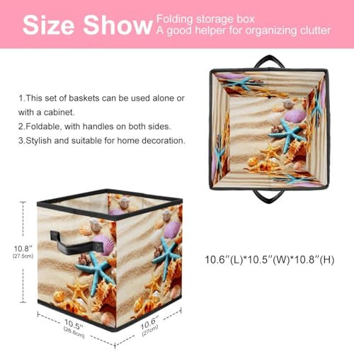 Boîte de rangement pliable motif coquillages imprimé plage d'été - 3