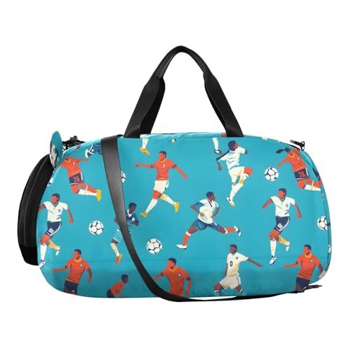 Duffle Bag for Boys or Girls with Shoes Compartment, Athlete Soccer Pattern Sports Travel Bag Overnight2