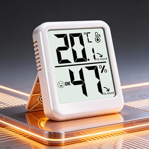 Room Thermometer Indoor Hygrometer with Celsius/Fahrenheit (℃/℉) Switch, Humidity Meter Gauge Digital Temperature and Humidity Sensor Monitor for Home Pets Plants - AAA Battery Included