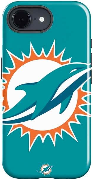 Skinit Impact Phone Case Compatible with iPhone 16e - Officially Licensed NFL Miami Dolphins Black & White Design