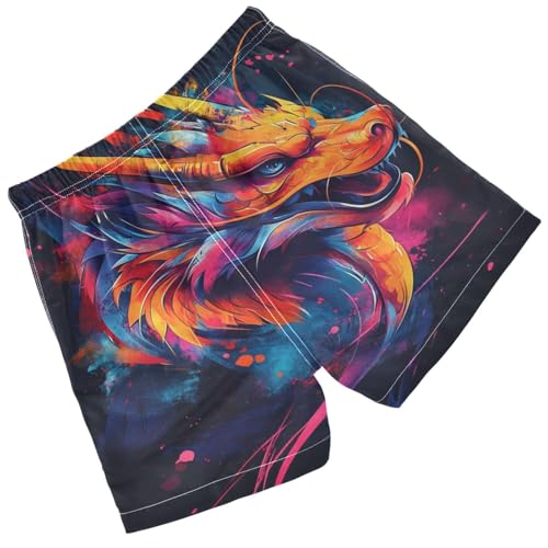 Pigsaly Boys Swim Trunks Colorful Dragon Featuring Boys Board Shorts Swimsuit Swimwear Summer Bathing Suit 3T2