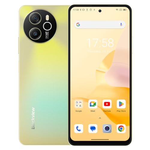 Blackview Shark 8 Smartphone Libre, 16GB+256GB, 6.78' FHD+ 120Hz, Cámara 64MP+13MP, Carga Rápida 33W, Tres Ranuras para Tarjetas, Teléfono Móvil Android 13, Altavoz Smart-K Box, GPS NFC Dorado