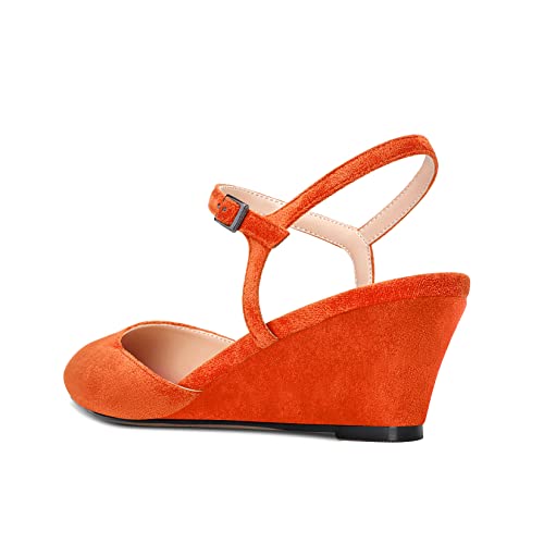 HEUIVZAR Ankle Strap Wedge Pumps for Womens Pointed Toe Mid Chunky Block Heel Slingback Two-Piece Suede Casual Comfort Dress Shoes 2 Inch3