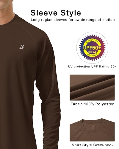 Image of Roadbox Mens UPF 50+ UV Sun Protection Shirts Outdoor Long Sleeve SPF Rash Guard for Fishing Hiking Swimming Running