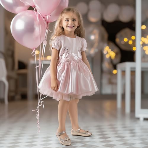 Hehainom Toddler Girls Dress Shoes Mary Jane Ballet Flats Flower Girl School Party Wedding Princess Shoes3