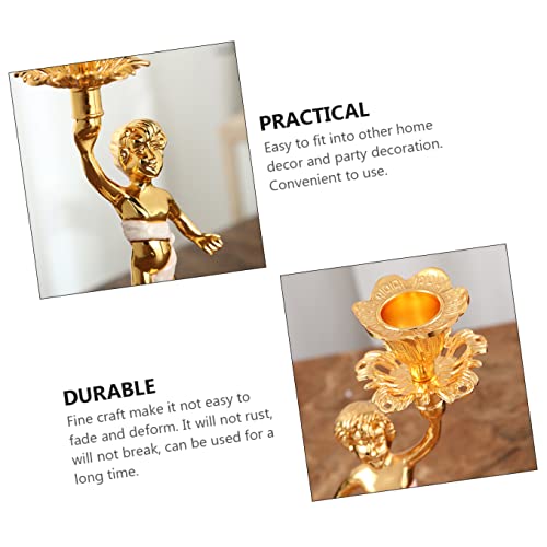 Hanabass 2Pcs Candle Metal Children Candlestick Household For Lovely Boy Props White Kid Decoration Pillar Wrought Torch Showcase Unique Center Design Tea Hotel Chic Tealight Holding #TOP6