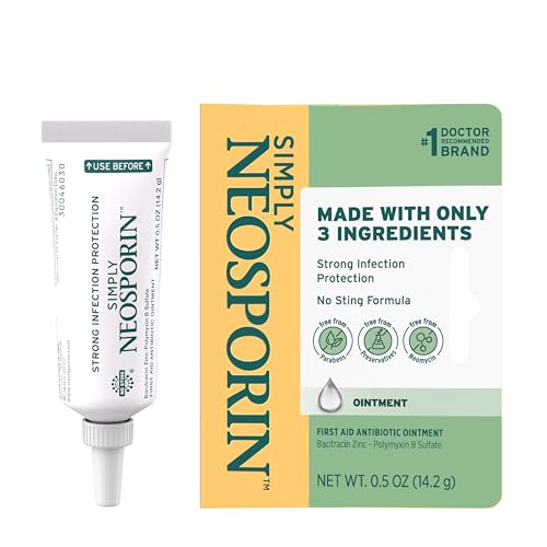 Image of Neosporin Simply Formula 3-Ingredient First Aid Antibiotic Ointment and Wound Care Treatment with Bacitracin Zinc and Polymyxin B Sulfate, Preservative-, Paraben- and Neomycin-Free, 0.5 oz