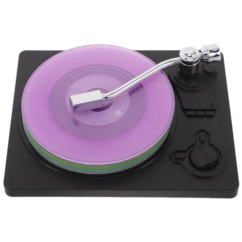 NUOBESTY 1 set vintage altlık: Vintage plak altlığı – Ev için küçük vinil plak dekorasyonları, müzik temalı yazı masası aksesuarları – bar ve