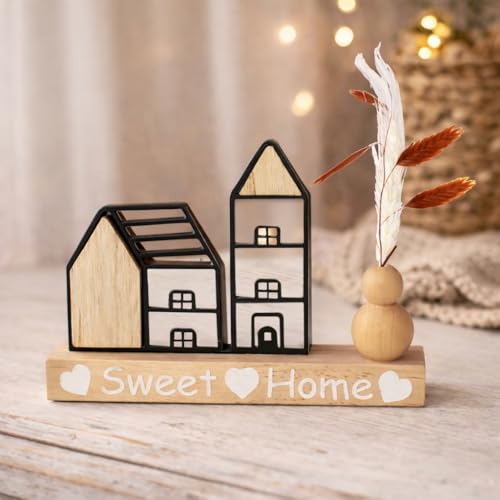 Image of CraftVatika Home Decoration Items for Living Room, Wooden Showpiece for Home Decor Bedroom, House Warming Gifts, Tabletop Decoration Items, Sweet Home Housewarming Wedding Birthday Gift for Man Woman