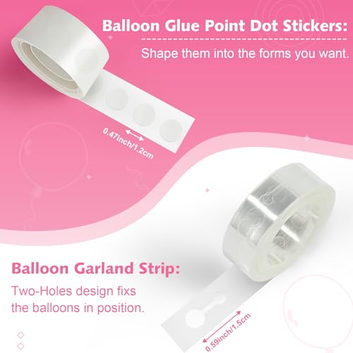Image of Bezente Balloon Arch Kit, 98.4ft Balloon Decorating Garland Tape Strips and 600pcs Glue Point Dot Stickers for Wedding Birthday Baby Shower Party Decorations