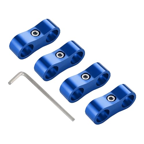 EVIL ENERGY Hose Separator Clamp, Fuel Line Mounting Clamp Aluminum 4PCS (Blue, 6AN)