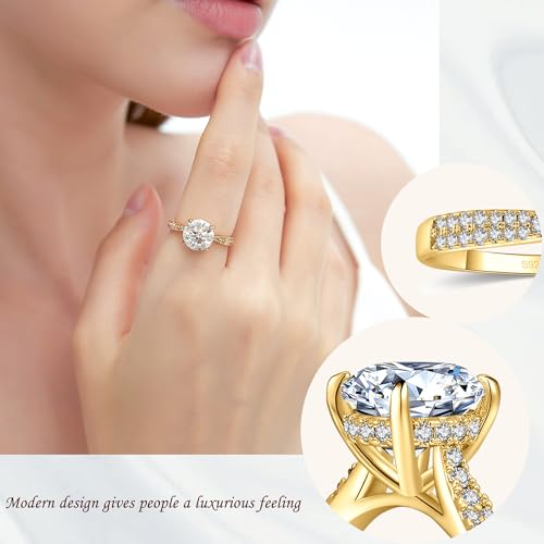 1.5/2/3/4CT Moissanite Engagement Rings for Women, D Color VVS1 S925 Sterling Silver Moissanite Ring with 18K Gold Plated Wedding band for Women3