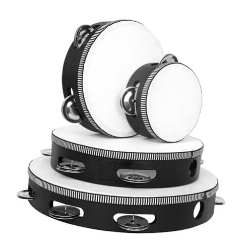 SUPVOX Musical Instrument for Adults Professional Hand Tambourine 8'' Wooden Tambourine Drum Hand-shaking Design