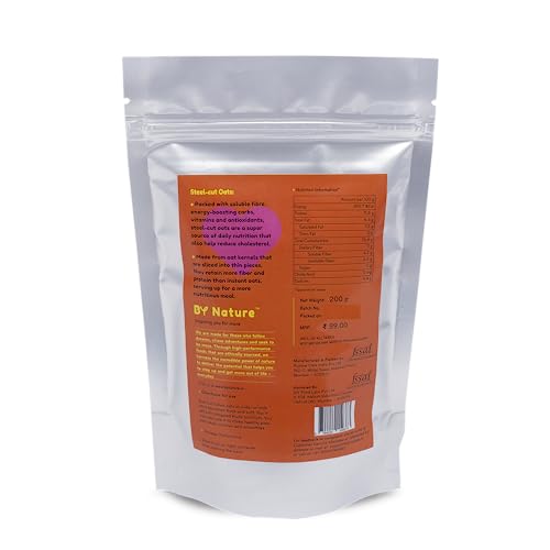Image of By Nature Steel Cut Oats 200g | 100% Natural Whole Grain | High-Fiber | Healthy breakfast | Protein Rich | Healthy & Delicious | Efficient on reducing Weight & Cholestrol | High Protein Oats