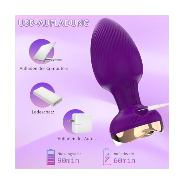 Analvibratoren für Frauen Vibration für Männer, Anal Vibrator Buttplug mit Fernbedienung für die Frau, mit 10 Vibrationsmodi i, Sex Spielzeug für Paare Anal Plug Frauen Buttplug Sexspielzeugs – Bild 4