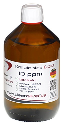 Kolloidales GOLD 10ppm, 500ml (Hochrein: Au9999, immer frisch hergestellt, pharm. Sterilwasser) Cover