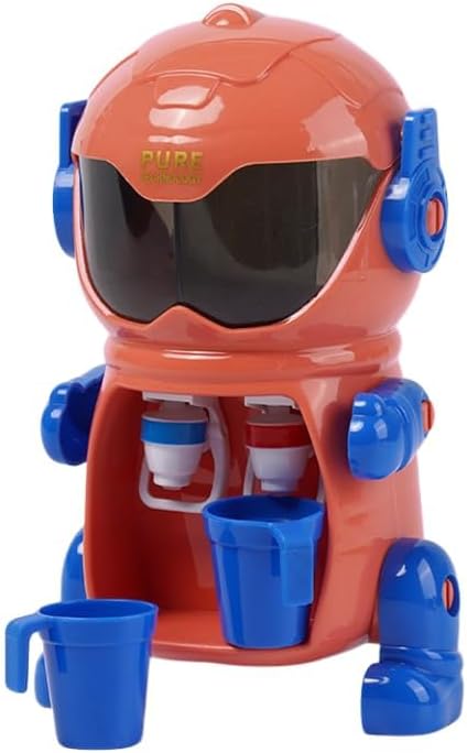 Miniatura 2 de RMISODO Mini dispensador de agua para niños, lindo robot en forma de robot con doble boquilla para beber y tanques de agua duales, máquina de agua