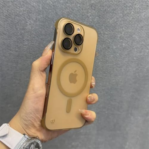 RNOZX iPhone 17 Pro Max�p�t���[�����X�P�[�X ���M�{�[�_�[���X�X�����}�b�g�P�[�X�iiPhone 17 Pro Max/�S�[���h CiXi�j
