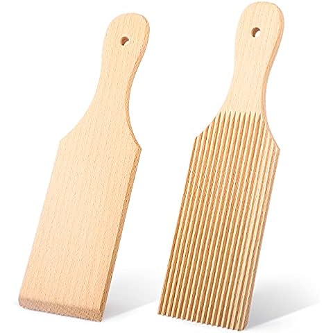 PAMISO 2 PCS Wooden Gnocchi Boards, Homemade Pasta Tool, Homemade Butter Paddles (2.7 in wide) Cover