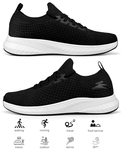 Image of Mens Slip on Lightweight Walking Shoes Non Slip Breathable Running Shoes Comfort Tennis Workout Gym Sneakers with Shoelace