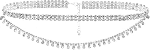 Rhinestone Choker Necklaces Sparkling Diamond Choker Crystal Necklace for Women