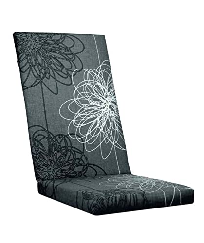 KETTtex Comfort Auflage Hochlehner Anthrazit Floral I Gartenstuhl Polster 120x50x4cm mit 7cm Sitzpolster I KTH2 Sitzauflage weich & hautfreundlich I Robuste...