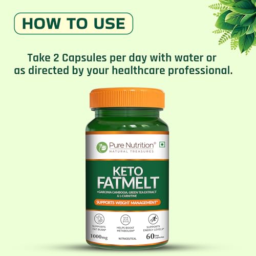 Image of Pure Nutrition Keto Fatmelt with Garcinia Cambogia for Weight Loss with Green Tea Extract & L Carnitine | Craving Control | Weight Management Supplement Supports Healthy Digestion & Metabolism - 60 Veg Capsules