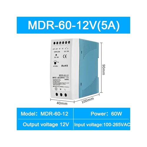 Alimentation rail 12V MDR-60-12V avec commutation de sortie unique pour courant stable - 2