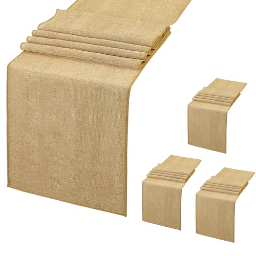 4 Pieces Burlap Table Runners 13x108 Inch Rustic Boho Table Runner
