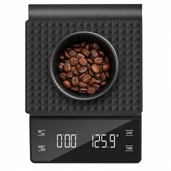 NKOVE Coffee Scale with Timer, 0.1g High Precision Digital Coffee Scale, 3kg Capacity, Tare Function, LED Display, Battery Powered
