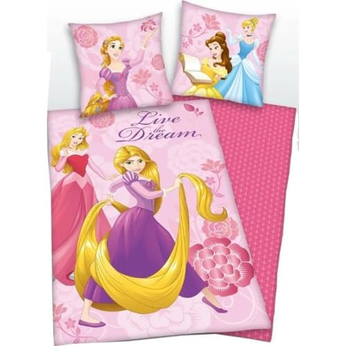 Parure de Couette Princess Disney - 1 Housse de Couette 140x200 + 1 taie 63x63cm (Princess Disney Duvet Set Cover, 140 x 200 cm | 63 x 63 cm)