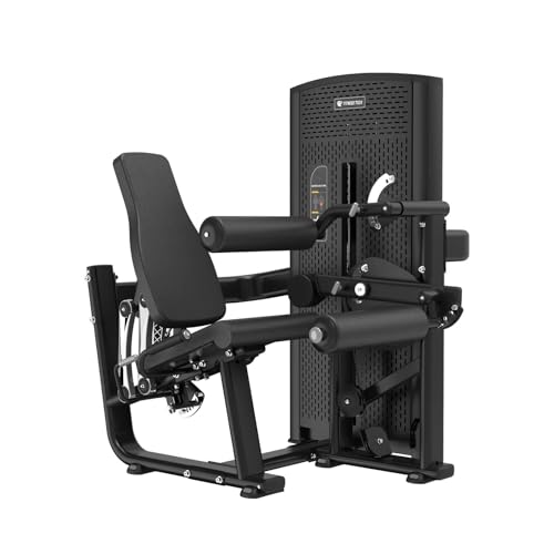 Fitness Tech Máquina Profesional de Curl Femoral Sentado para Piernas, Estructura de Acero Inoxidable, Torre de Pesas 100kg, 1369 x 1053 x 1500 mm, para Gimnasios y Centros Deportivos