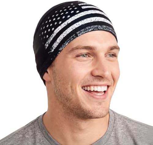 Cooling Skull Cap Helmet Liner for Men - Motorcycle, Cycling, Football Head Beanie & Hard Hat Liner - Sweat Wicking Skullcap