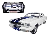 Shelby Collectibles SC168-1 1965年フォードシェルビーマスタング GT 350R 白地にブルーストライプとプリントキャロルシェルビーサインのルーフ 1/18