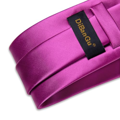 Image of DiBanGu Mens Silk Necktie Solid Color Tie and Pocket Square Cufflink Tie Clip Set Woven Plain Ties for Men Wedding Party
