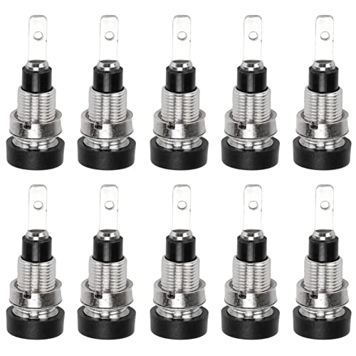 10Pcs Banana Socket Brass 2mm Panel Socket Connector Terminals for Electronic Industrial Equipment (Black)