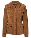 J'Jackin Women's Suede Safari Field Jacket Brown Classic Style Premium Soft Leather bomber Jackets...