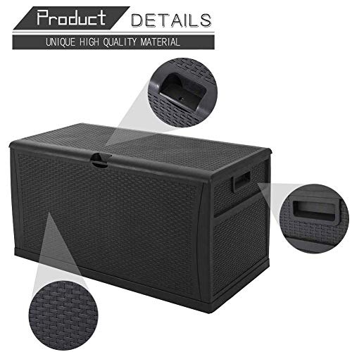 Oakmont Waterproof Patio Deck Box Outdoor Storage Container Garden Furniture 120 Gallon, Black - Thumbnail 4