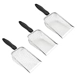 3er Set Edelstahl Siebschaufel,2,8/3,8/5,0mm Mesh Katzenstreuschaufel