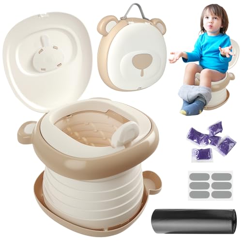 Portable potty seat for toddler travel, Portable toilet for kids with Potty Liners, Travel Bag, Foldable Car Potty for Toddler with Splash Guard, potty training toilet,baño portátil para niños