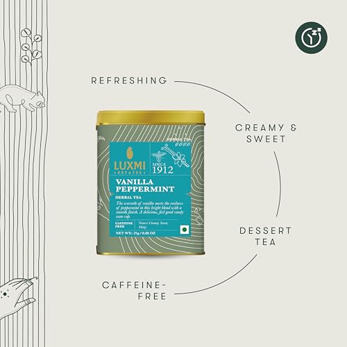 Image of Luxmi Estates Peppermint Vanilla Tea 25g /0.88oz (12 Cups)|Natural Sweetness of Vanilla, Peppermint for Digestion