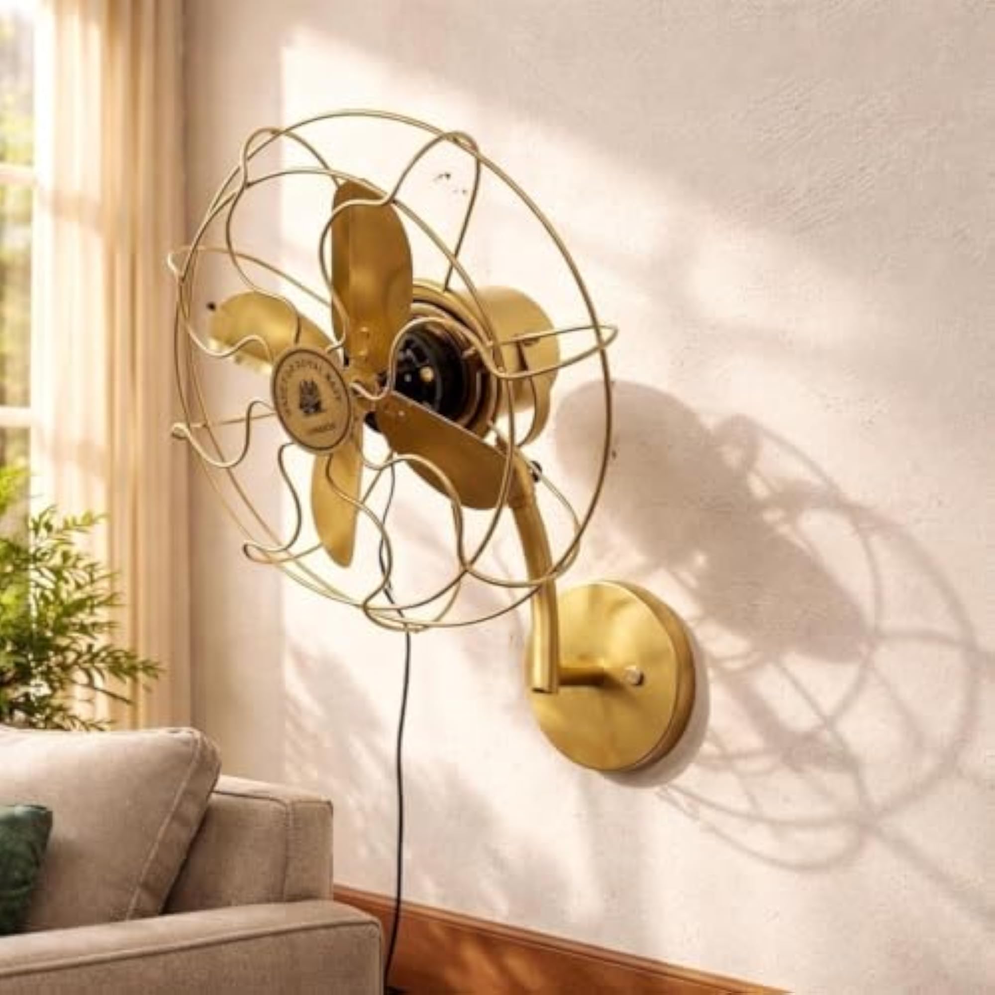 Vintage Brass Wall Mounted Fan