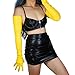 DooWay New Soft Women Long Leather Dress Gloves 28 Inches Faux Leather Fashion Colors for Evening Party Costume Cosplay (Bright Yellow)