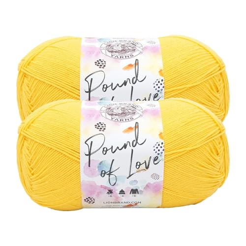 Image of Lion Brand Yarn, Pound of Love Crochet Yarn, Sunflower, Yellow, 2 Pack