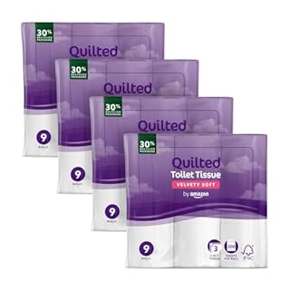 by Amazon Carta Igienica, 3 Veli Trapuntata, Morbida e Setosa, 36 Rotoli (4 Confezioni da 9), 200 Fogli per Rotolo, Certificata FSC