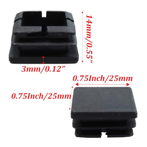 Image of 32PCS 1Inch /25mm Square Plastic Hole Plug, Black Furniture Finishing Sliders, Square Pipe Tubing End Cap, Plastic Insert End Caps for Square Metal Tube