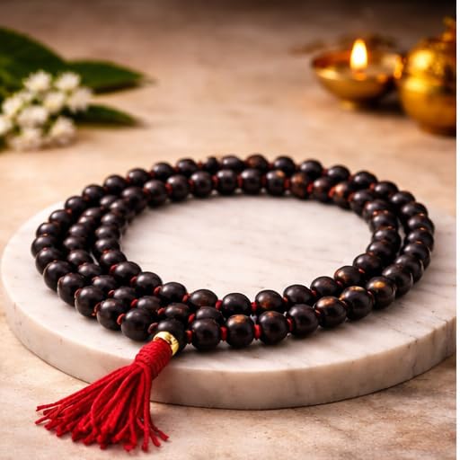 Natural Red Sandalwood Mala 8mm Beads – Original Chandan Wood Prayer Mala for Meditation, Yoga & Spiritual Use | Abhi Mantrit by Guru Maa Tejaswini Ganga (Video Proof) | Lab Certified-image-28