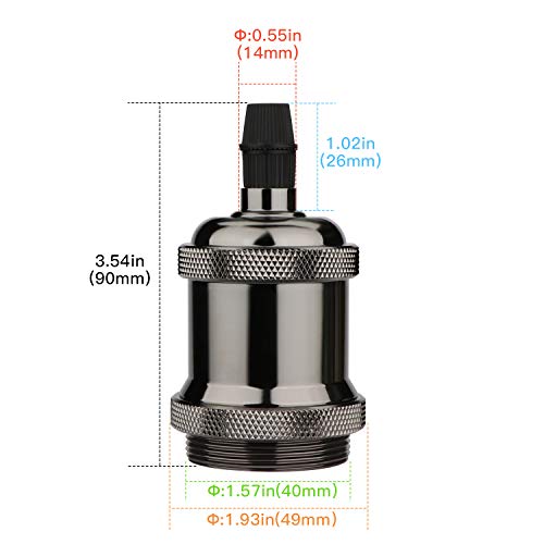 E27 Lamp Holder, 6 Pcs E27 Bulb Holder, Gloss Black Vintage Socket Light Bulb Holder, Ceramic Rated 4A 250V, for DIY Pendant Lamp Ceiling Hanging Light Retro Edison Screw Bulb Holder Adaptor - Image 4