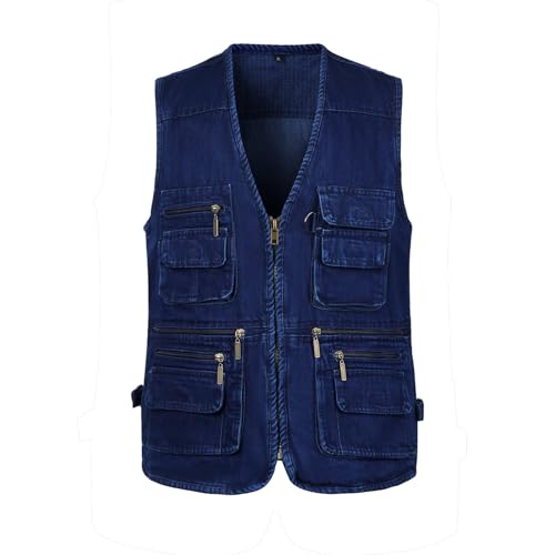 Gilet de pêche pour homme multiblocs avec de nombreuses poches kaki