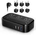 Convertisseur de tension Canada vers l'Europe - 220v to110v Convertisseur de voyage mondial 2300W Total général Max; 4 USB Ports; 3 AC Adaptateur de voyage UE/Royaume-Uni/Asie/Italie/Inde/Australie/Afrique du Sud